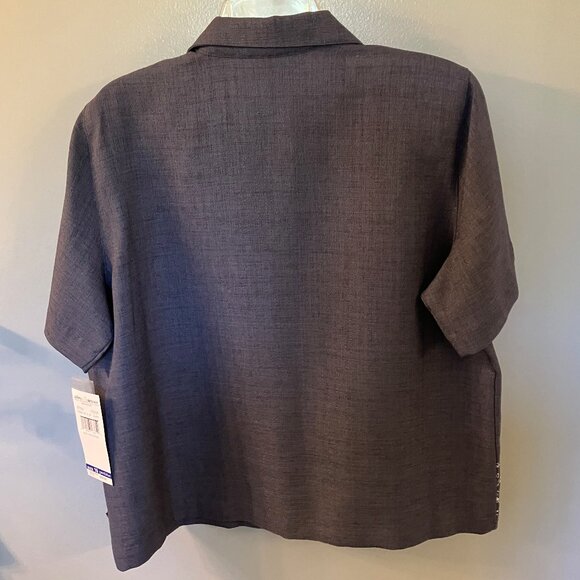 Alfred Dunner Slate Button down embroidered blouse Short sleeve 16P petite NWT - Picture 8 of 8